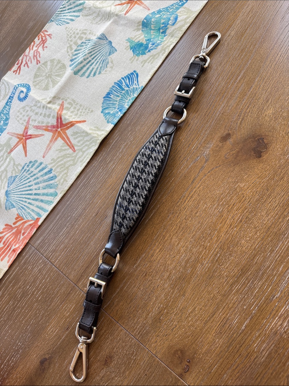 Prada Wool Leather Houndstooth Bag Strap